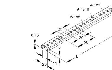 NIED Reihenschiene, C-Profil  2910/1 SQA 