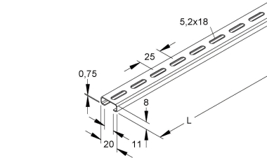 Niedax Reihenschiene C-Profil  2910/2 VL 