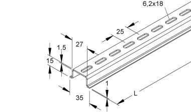 Niedax 2934/2GL6 Tragschiene, 2934/2 GL6 