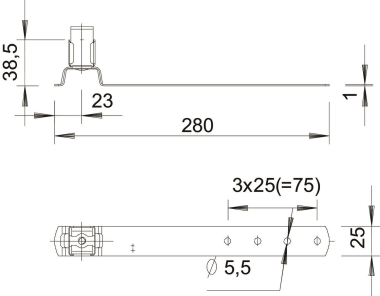 OBO 157 F-CU 280 Dachleitungshalter 8mm 