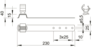 OBO 157 FK-CU 230 Dachleitungshalter 8mm 