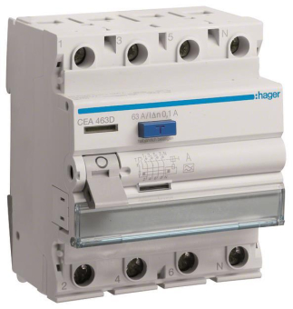 Hager Fi-Schalter 4polig 6kA 63A CEA463D 