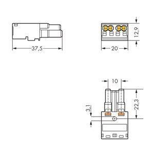 WAGO 770-1102 Buchse,2-polig,Kod. I,blau 