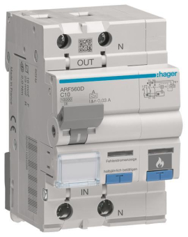Hager AFDD Fi-LS 1P+N 10kA C-10A ARF560D 
