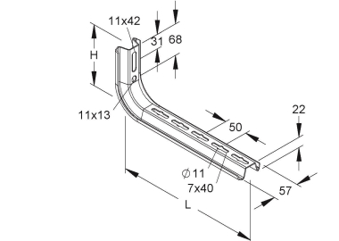 NIED Verzinkt Wandausleger         300MM 