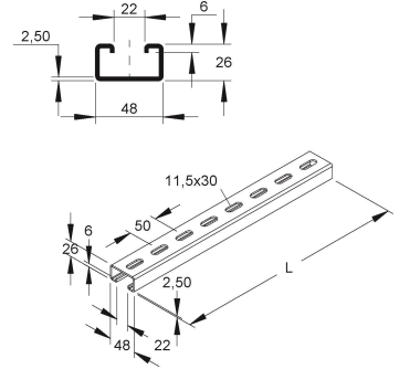 NIED Ankerschiene 400mm      2991/400 FL 