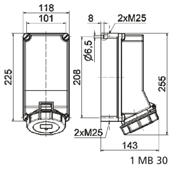 BALS Wandsteckdose TE 32A 4p 380V  11556 
