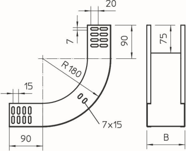 OBO RBV 610 S FS Vertikalbogen 90° 