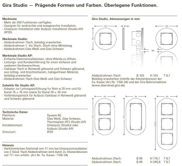 GIRA 0212135 Abdeckrahmen 2fach Studio 