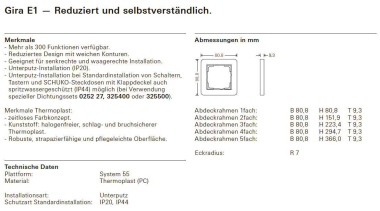 GIRA 1002152 Abdeckrahmen 2f o.M.Gira E1 