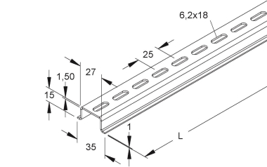 Niedax 2934/2GL6 Tragschiene, 2934/2 GL6 