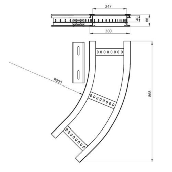 Flachbogen 45  halogenfrei grau 85x300 R 