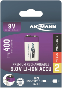 Ansmann   Li-ion Akkus 9V E Block Typ400 