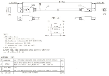 EFB USB2.0 Anschlusskabel      K5255.0,5 