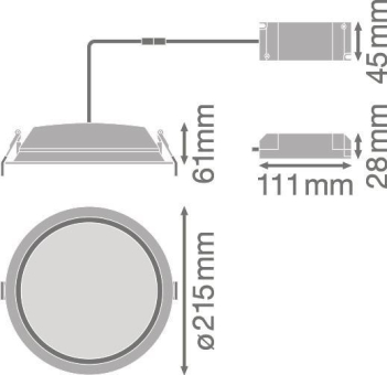 LEDV LED-Downlight 25W 2250lm 3000K 