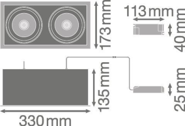 LEDV SP MULTI 2X30W/3000K FL WT/BK 