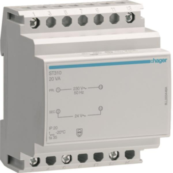 Hager Sicherheitstrafo 230V/24V    ST310 