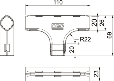 OBO 3000 TMS M20 LGR Quick-Pipe-T-Stück 