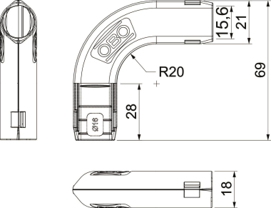OBO 3000 BMS M16 LGR Quick-Pipe-Bogen 