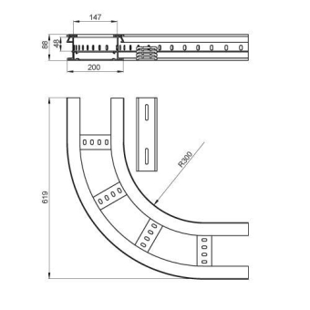 Flachbogen 90 halogenfrei grau 85x200 R 