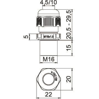 OBO V-TEC VM L16 SW Kabelverschraubung 