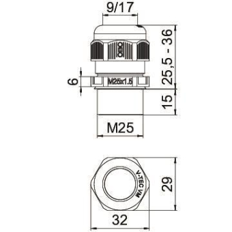 OBO V-TEC VM L25 SGR Kabelverschraubung 