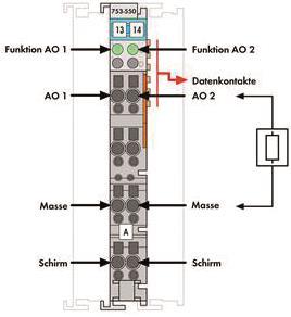 WAGO 753-550 2-Kanal-Analogausgang,DC 0 