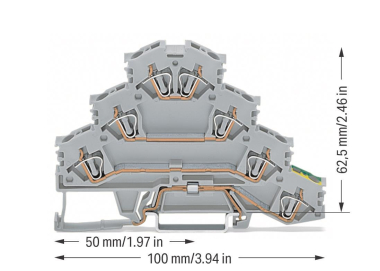 WAGO 281-530 Vierstock-Reihenklemme, 