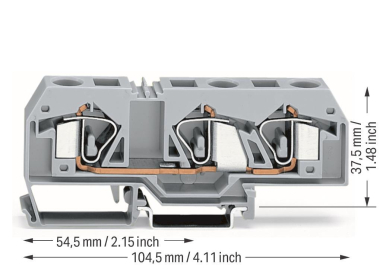WAGO 283-671 3-Leiter-Durchgangsklemme, 