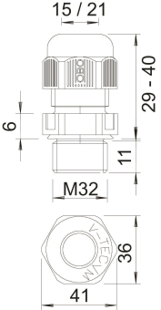 OBO V-TEC VM32 SW Kabelverschraubung 