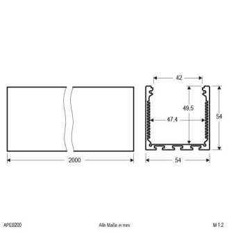 EVN Alu Profil eloxiert 200cm    APEB200 