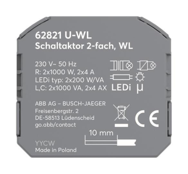 BJ Schaltaktor 2-fach UP WL   62821 U-WL 