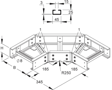 Niedax GFK-Bogen 90°,100x200 ULB 100.200 