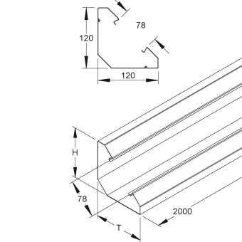 NIED Pultkanalunterteil,    PLU 120-78 C 