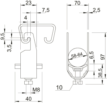 OBO 2056U 64 A2 Bügelschelle 58-64mm A2 