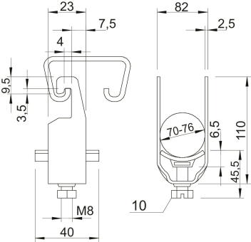 OBO 2056U 76 ALU Bügelschelle 70-76mm 