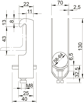 OBO 2056W 64 ALU Bügelschelle 58-64mm 