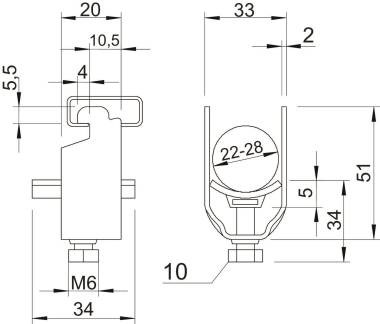 OBO 2056N 28 ALU Bügelschelle 22-28mm 