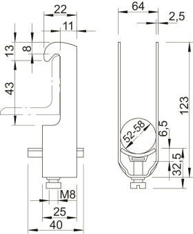 OBO 2056W 58 A2 Bügelschelle 52-58mm A2 