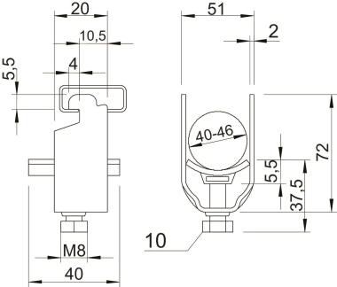 OBO 2056N 46 ALU Bügelschelle 40-46mm 