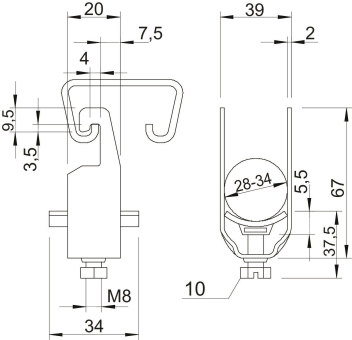 OBO 2056U 34 A2 Bügelschelle 28-34mm A2 