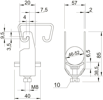 OBO 2056U 52 A2 Bügelschelle 46-52mm A2 