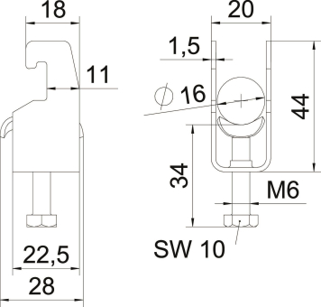 OBO BS-U1-M-16 FT Bügelschelle 2056 