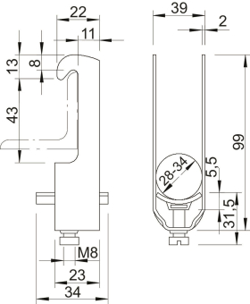 OBO 2056W 34 ALU Bügelschelle 28-34mm 