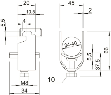 OBO 2056N 40 A2 Bügelschelle 34-40mm A2 