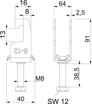 OBO 2056U M 58 A4 Bügelschelle 