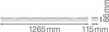 LEDV Feuchtraumleuchte IP65 Grau 