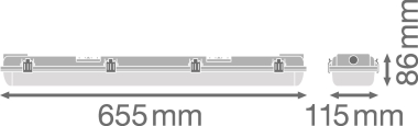 LEDV Feuchtraumleuchte IP65 Grau 