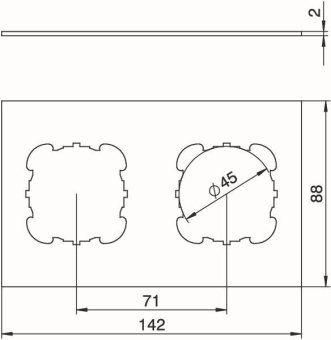 OBO T12L P2S 9011 Abdeckplatte 2xEK 