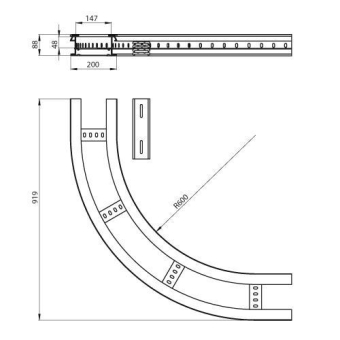 Flachbogen 90  halogenfrei grau 85x200 R 